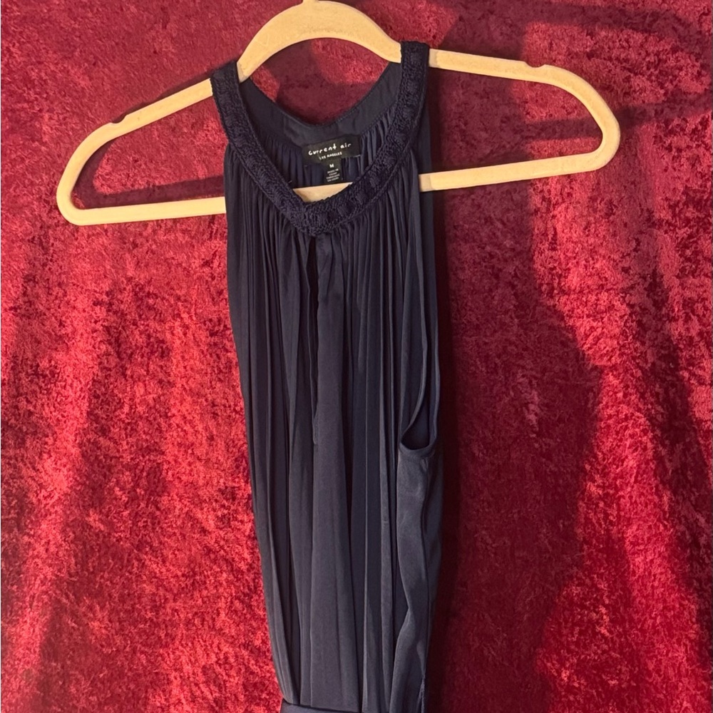 Current Air Navy Blue Pleated Dress